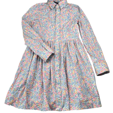 Girls POLO RALPH LAUREN, floral cotton shirt dress, pockets, EUC, size 8, L: 66cm