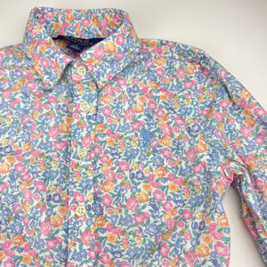 Girls POLO RALPH LAUREN, floral cotton shirt dress, pockets, EUC, size 8, L: 66cm