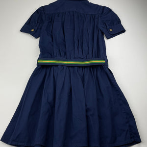 Girls POLO RALPH LAUREN, navy cotton short sleeve shirt dress, EUC, size 8, L: 68cm