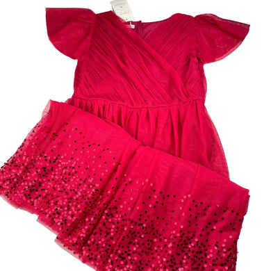 Girls Monsoon, red tulle & sequin party / formal dress, NEW, size 12-13, L: 90cm