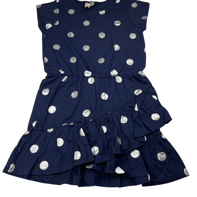 Girls Cotton On, navy cotton & silver spot dress, NEW, size 9, L: 67cm