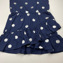 Load image into Gallery viewer, Girls Cotton On, navy cotton &amp; silver spot dress, NEW, size 9, L: 67cm