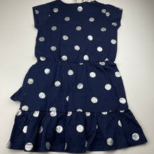 Load image into Gallery viewer, Girls Cotton On, navy cotton &amp; silver spot dress, NEW, size 9, L: 67cm