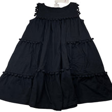 Load image into Gallery viewer, Girls Seed, black cotton dress, pom pom trim, NEW, size 8-9, L: 65cm