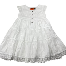 Load image into Gallery viewer, Girls Fun Spirit, lined white cotton dress (small marks), FUC, size 4, L: 57cm