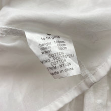 Load image into Gallery viewer, Girls Fun Spirit, lined white cotton dress (small marks), FUC, size 4, L: 57cm