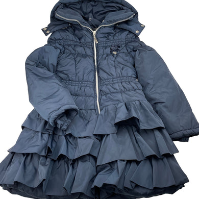 Girls Glamorous Le Chic, fleece-lined wadded navy jacket / coat, L:58cm, EUC, size 8,  