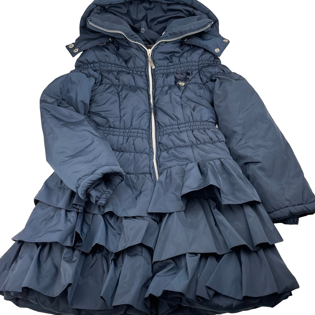 Girls Glamorous Le Chic, fleece-lined wadded navy jacket / coat, L:58cm, EUC, size 8,  