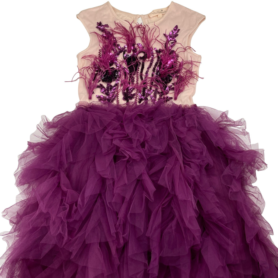 Girls TUTU DU MONDE, tulle, sequin & feather party / formal dress, EUC, size 10-11, L: 75cm approx