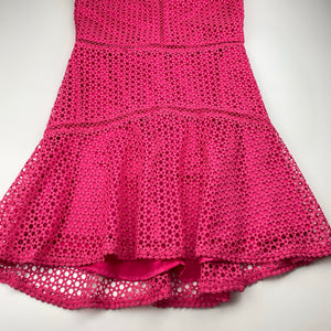 Girls REVIEW, lined pink lace party / formal dress, EUC, size 12, L: 77cm