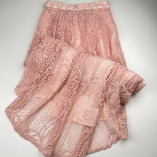 Load image into Gallery viewer, Girls Mia Joy, lined pink lace high-low skirt, adjustable, L:56cm at front, EUC, size 10,  