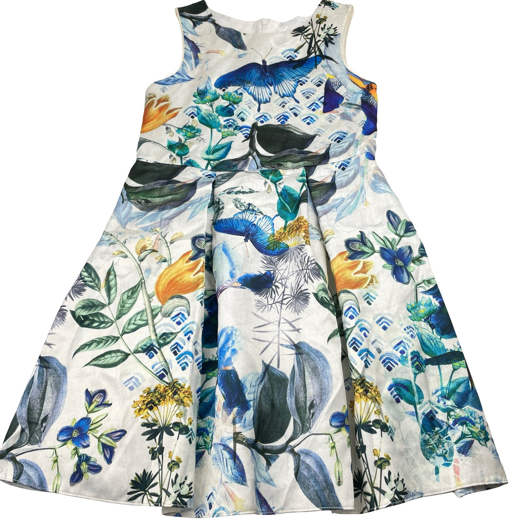 Girls Next, cotton-lined floral party / formal dress, EUC, size 9, L: 73cm