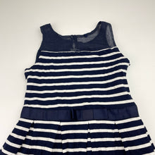 Load image into Gallery viewer, Girls Next, navy &amp; white stripe party dress, EUC, size 6, L: 57cm
