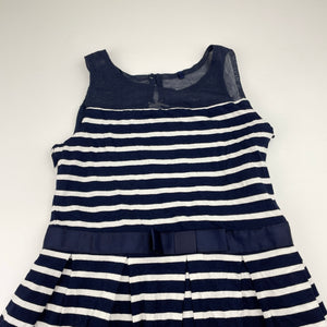 Girls Next, navy & white stripe party dress, EUC, size 6, L: 57cm
