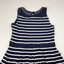 Load image into Gallery viewer, Girls Next, navy &amp; white stripe party dress, EUC, size 6, L: 57cm