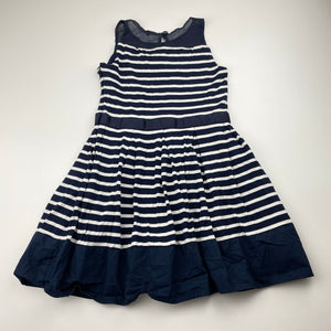 Girls Next, navy & white stripe party dress, EUC, size 6, L: 57cm