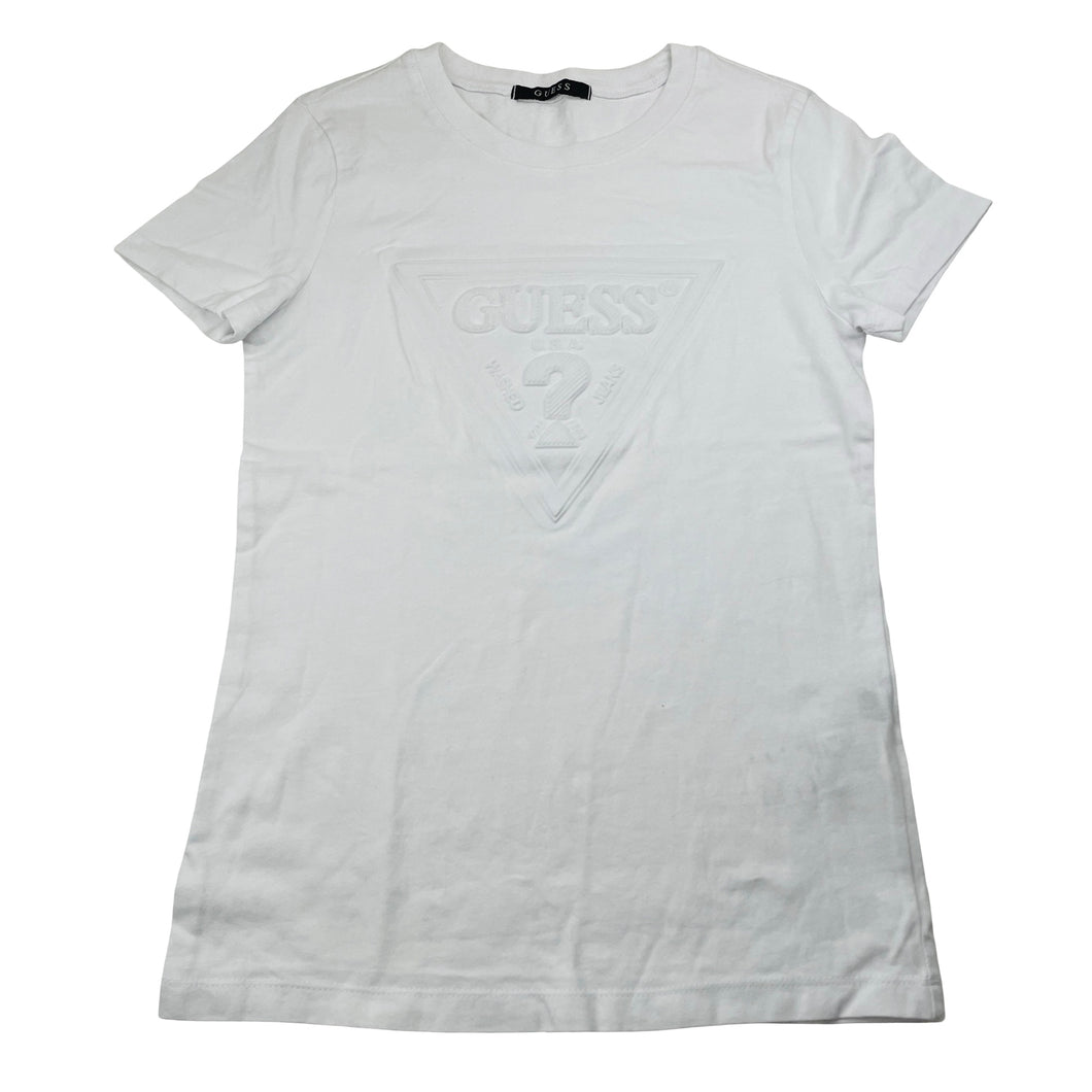 Girls GUESS, white cotton tee / top, size XS, armpit-armpit 37.5cm, EUC, size 12,  