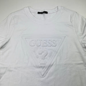 Girls GUESS, white cotton tee / top, size XS, armpit-armpit 37.5cm, EUC, size 12,  