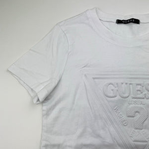 Girls GUESS, white cotton tee / top, size XS, armpit-armpit 37.5cm, EUC, size 12,  