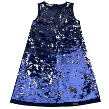 Load image into Gallery viewer, Girls GUESS, blue/silver flip sequin party dress, EUC, size 6, L: 62cm