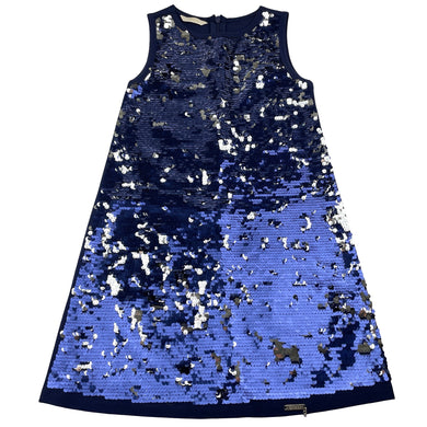 Girls GUESS, blue/silver flip sequin party dress, EUC, size 6, L: 62cm