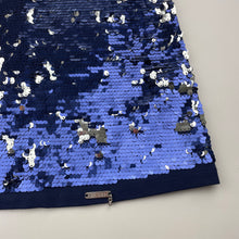 Load image into Gallery viewer, Girls GUESS, blue/silver flip sequin party dress, EUC, size 6, L: 62cm