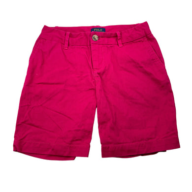 Unisex POLO RALPH LAUREN, pink stretch cotton shorts, waist: 29.5cm across, EUC, size 8,  