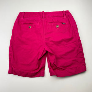 Unisex POLO RALPH LAUREN, pink stretch cotton shorts, waist: 29.5cm across, EUC, size 8,  