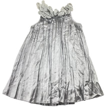 Load image into Gallery viewer, Girls Designer Kidz, lined, pleated silver party dress, FUC, size 4, L: 57cm
