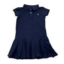 Load image into Gallery viewer, Girls RALPH LAUREN, navy box pleat polo dress, GUC, size 4, L: 48cm