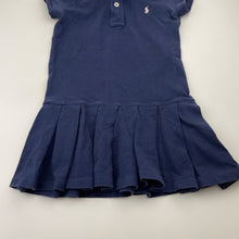 Load image into Gallery viewer, Girls RALPH LAUREN, navy box pleat polo dress, GUC, size 4, L: 48cm