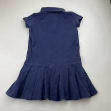 Load image into Gallery viewer, Girls RALPH LAUREN, navy box pleat polo dress, GUC, size 4, L: 48cm