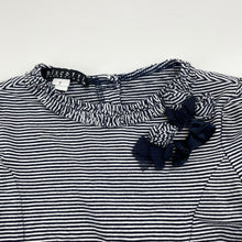 Load image into Gallery viewer, Girls Biscotti, navy stripe, tulle trim party dress, EUC, size 5, L: 56cm