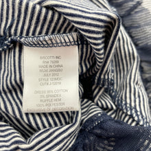 Load image into Gallery viewer, Girls Biscotti, navy stripe, tulle trim party dress, EUC, size 5, L: 56cm