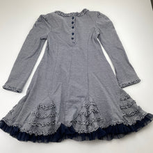Load image into Gallery viewer, Girls Biscotti, navy stripe, tulle trim party dress, EUC, size 5, L: 56cm