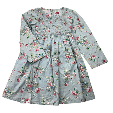 Girls Oobi, floral cotton long sleeve dress, EUC, size 6, L: 57cm