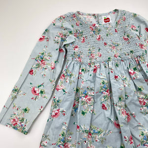 Girls Oobi, floral cotton long sleeve dress, EUC, size 6, L: 57cm