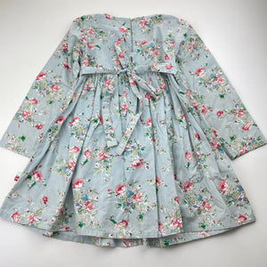 Girls Oobi, floral cotton long sleeve dress, EUC, size 6, L: 57cm