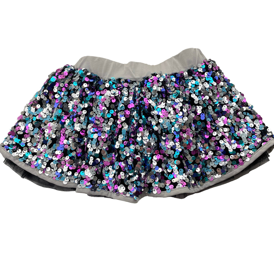 Girls Let's Dance, tulle & sequin skirt, buit-in shorts, L:23cm, GUC, size 4,  