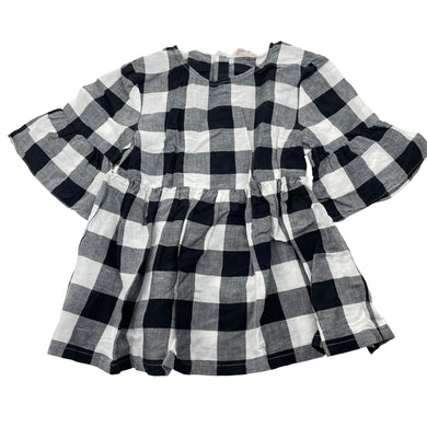 Girls Country Road, checked cotton / linen top, EUC, size 7,  