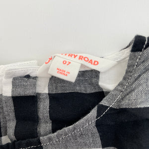 Girls Country Road, checked cotton / linen top, EUC, size 7,  