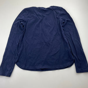 Girls Country Road, navy cotton long sleeve top, applique birds, EUC, size 8,  