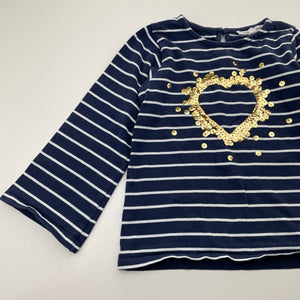 Girls Country Road, cotton top, sequin heart (light mark right sleeve), FUC, size 6,  