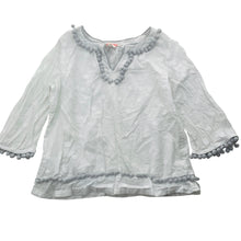 Load image into Gallery viewer, Girls Country Road, lightweight cotton top, pom pom trim, GUC, size 7,  