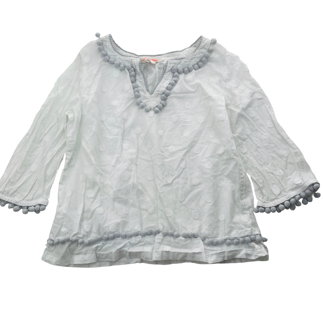 Girls Country Road, lightweight cotton top, pom pom trim, GUC, size 7,  
