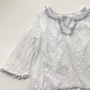 Girls Country Road, lightweight cotton top, pom pom trim, GUC, size 7,  
