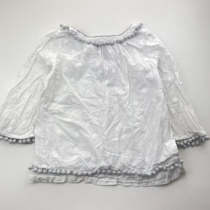 Girls Country Road, lightweight cotton top, pom pom trim, GUC, size 7,  