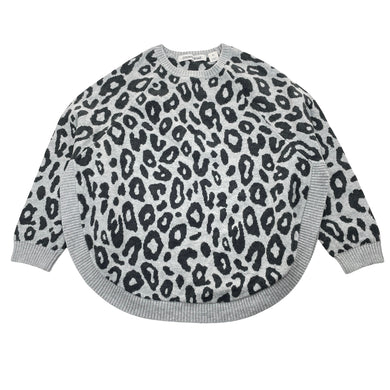 Girls Country Road, animal print knit poncho sweater, size S, GUC, size 3-4,  