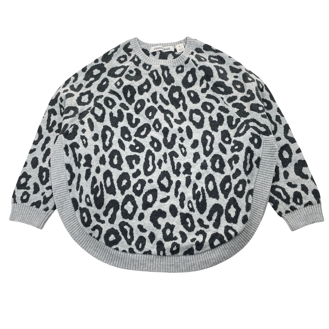 Girls Country Road, animal print knit poncho sweater, size S, GUC, size 3-4,  