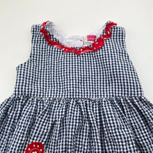 Load image into Gallery viewer, Girls LJ Fashions, gingham dress, applique butterflies, GUC, size 4, L: 50cm